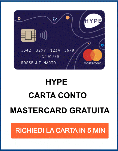 Hype carta conto gratuita MasterCard