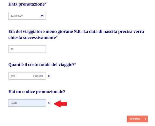 come inserire il codice sconto Axa