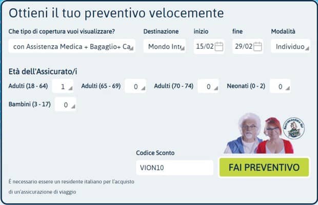 come inserire il codice sconto Columbus Assicurazioni