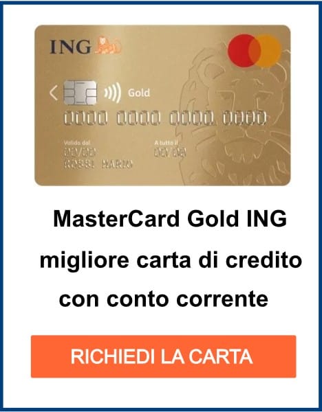 MasterCard Gold ING migliore carta di credito con conto corrente